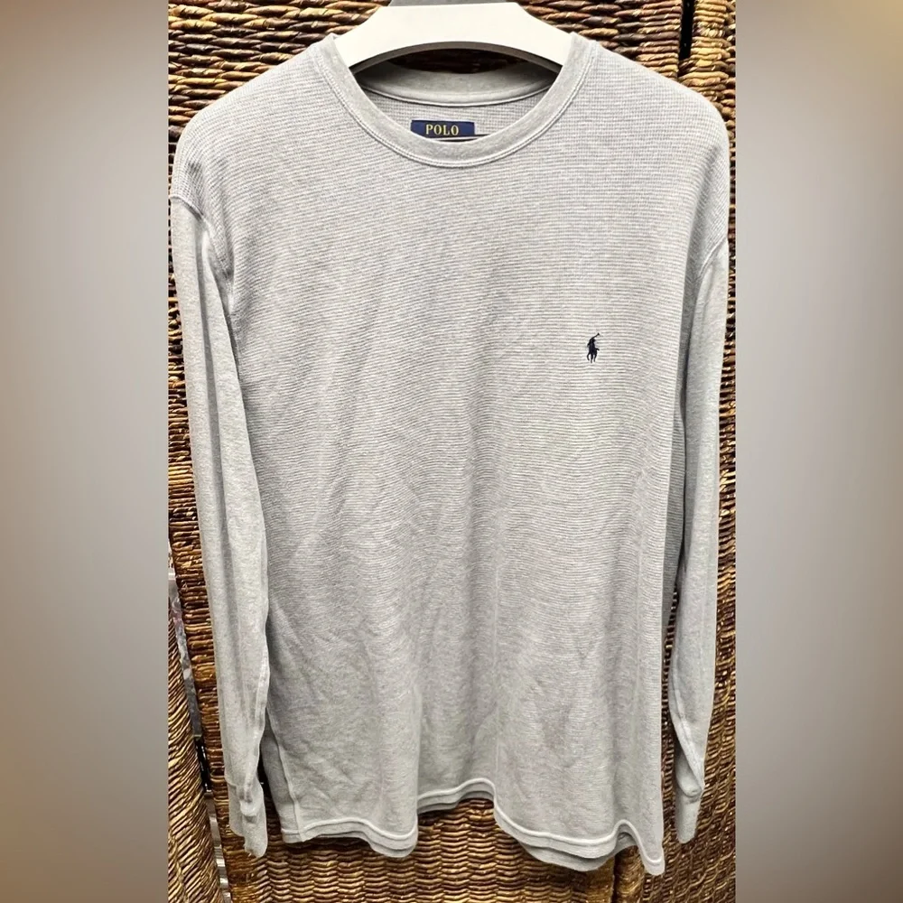 Polo by Ralph Lauren Light Gray Long Sleeve‎ Shirt- Waffle pattern-2XL